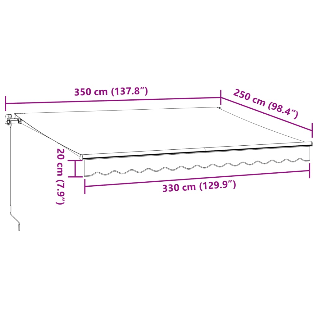 vidaXL Markise Manuell mit LED Weinrot 350x250 cm