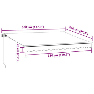 vidaXL Markise Manuell mit LED Weinrot 350x250 cm