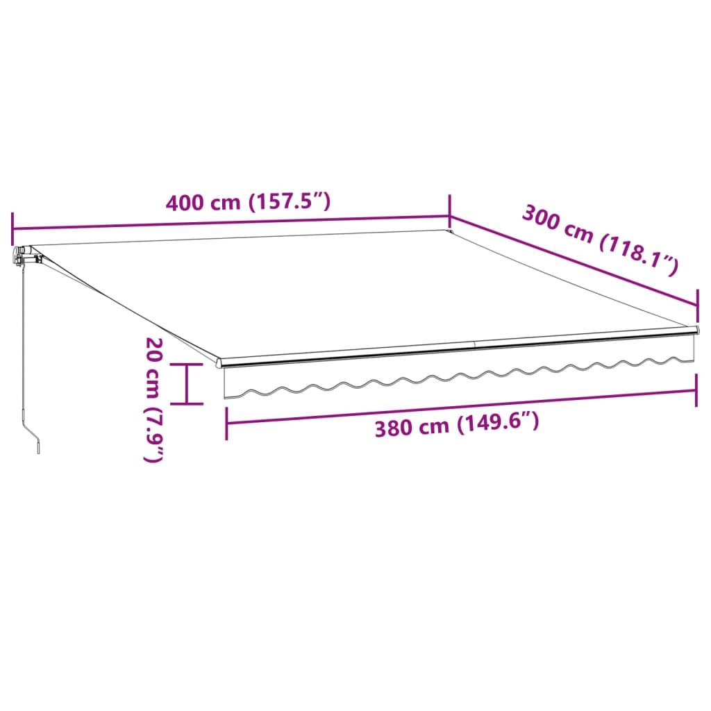 Markise Manuell mit LED Braun 400x300 cm Stilecasa