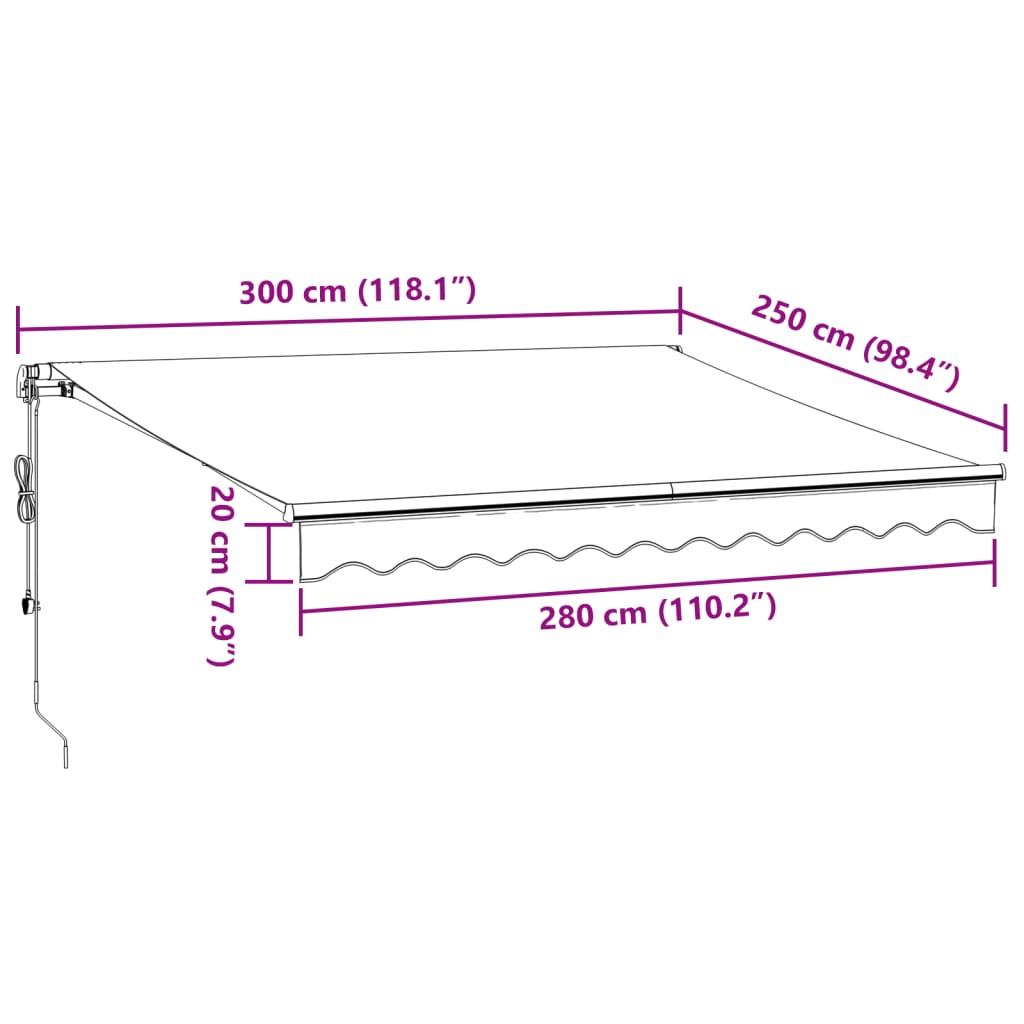 Markise Automatisch mit LED Anthrazit & Weiß 300x250 cm VIDAXL