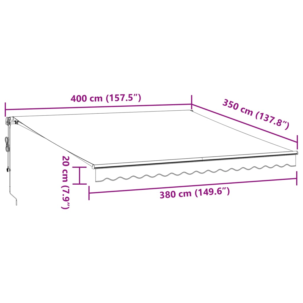 vidaXL Markise Automatisch mit LED Anthrazit & Weiß 400x350 cm