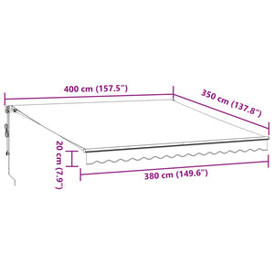 vidaXL Markise Automatisch mit LED Anthrazit & Weiß 400x350 cm