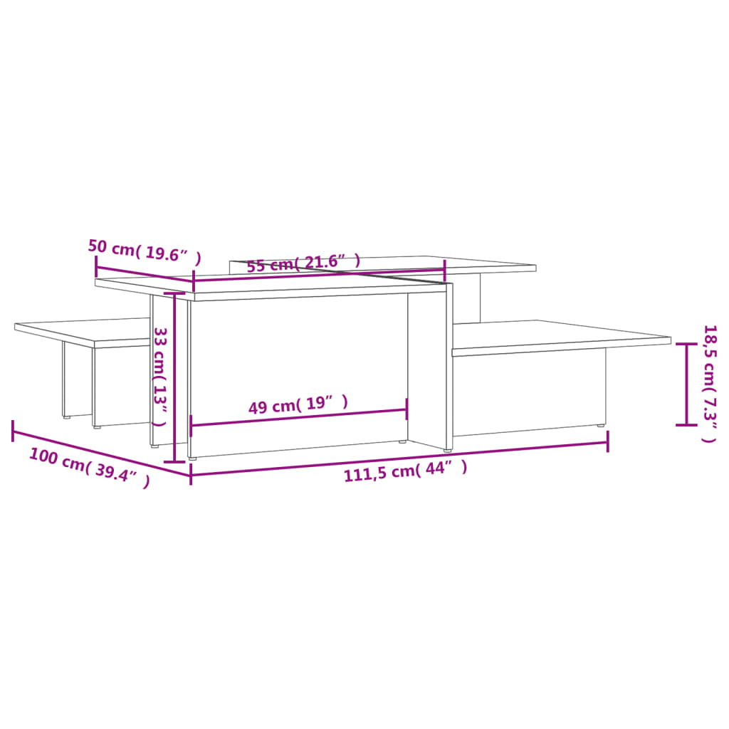 Couchtische 2 Stk. Grau Holzwerkstoff Stilecasa