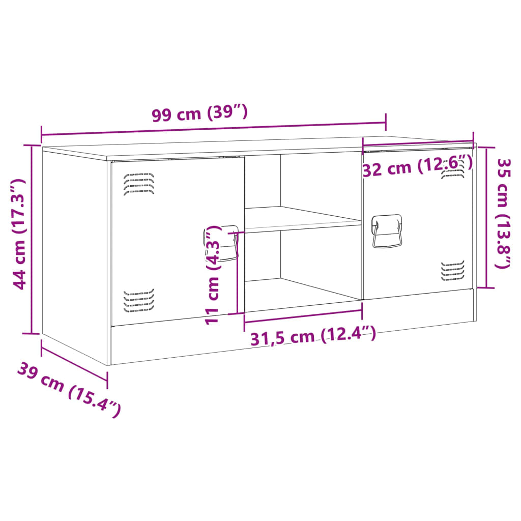 vidaXL TV-Schrank Schwarz 99x39x44 cm Stahl