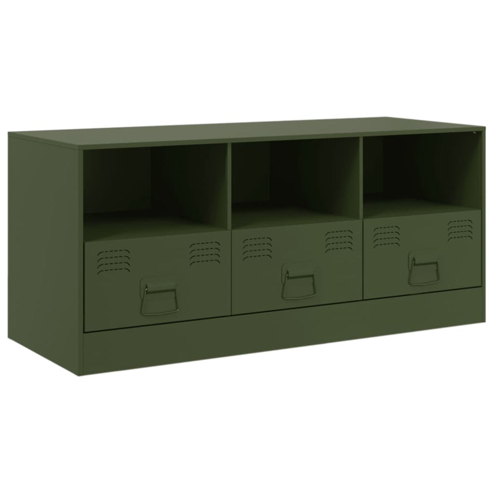 TV-Schrank Olivgrün 99x39x44 cm Stahl Stilecasa