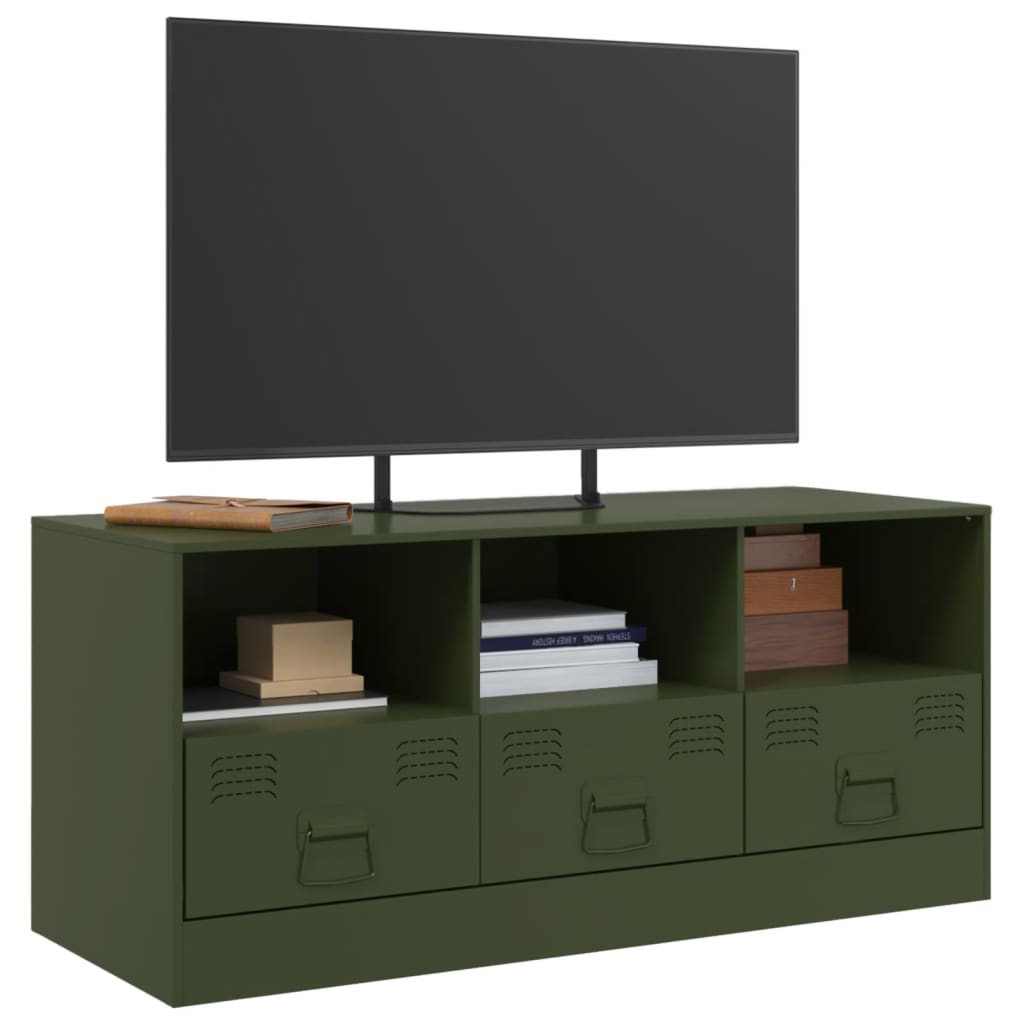 TV-Schrank Olivgrün 99x39x44 cm Stahl Stilecasa