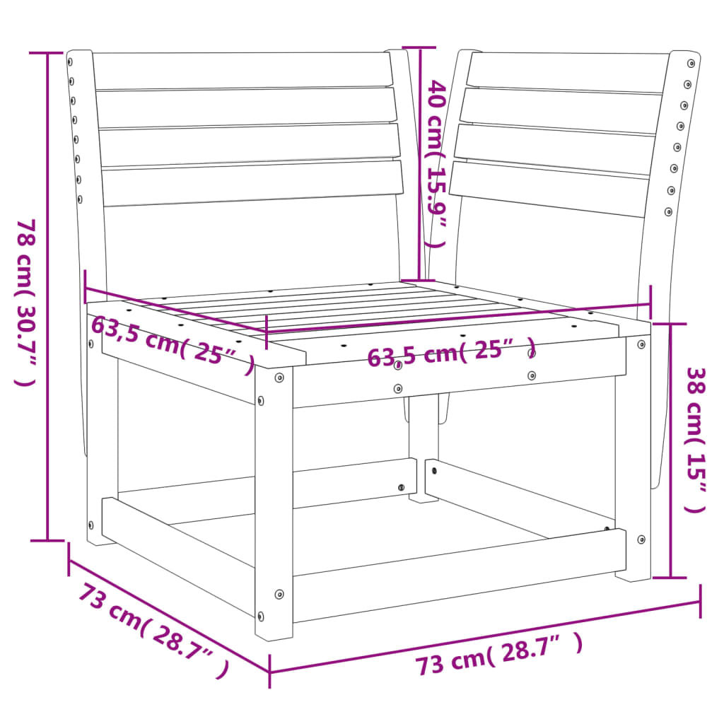 vidaXL Garten-Ecksofa Weiß 73x73x78 cm Massivholz Kiefer