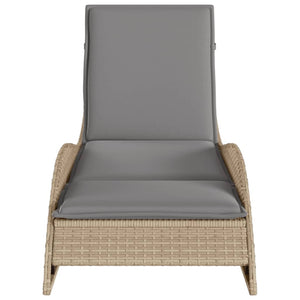 vidaXL Sonnenliege mit Auflage Beige 60x205x73 cm Poly Rattan