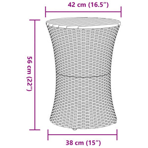 vidaXL Garten-Beistelltisch Trommelform Grau Poly Rattan & Massivholz