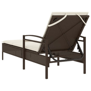 Sonnenliege mit Auflage Braun 63x200x81 cm Poly Rattan