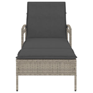 vidaXL Sonnenliege mit Auflage Hellgrau 63x200x81 cm Poly Rattan