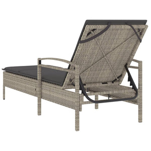 vidaXL Sonnenliege mit Auflage Hellgrau 63x200x81 cm Poly Rattan