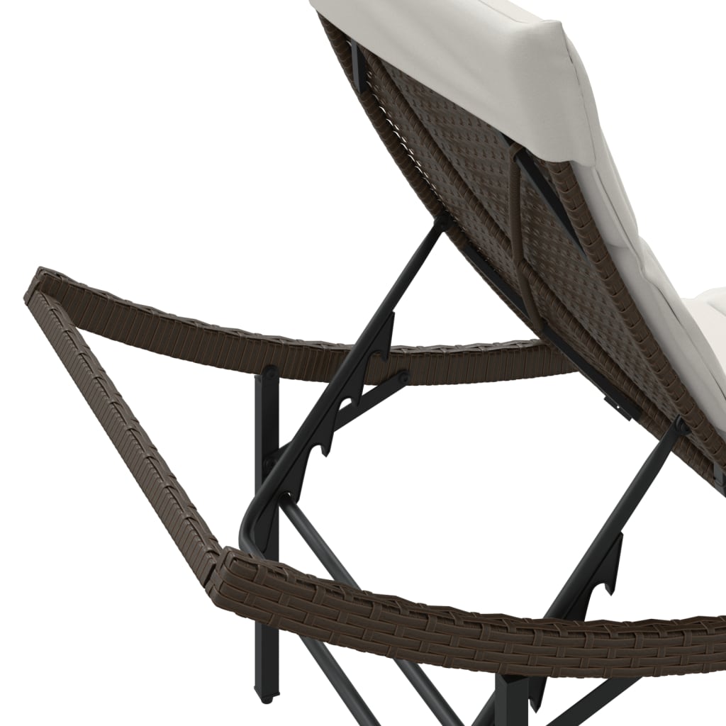 Sonnenliegen 2 Stk. mit Tisch Braun Poly Rattan