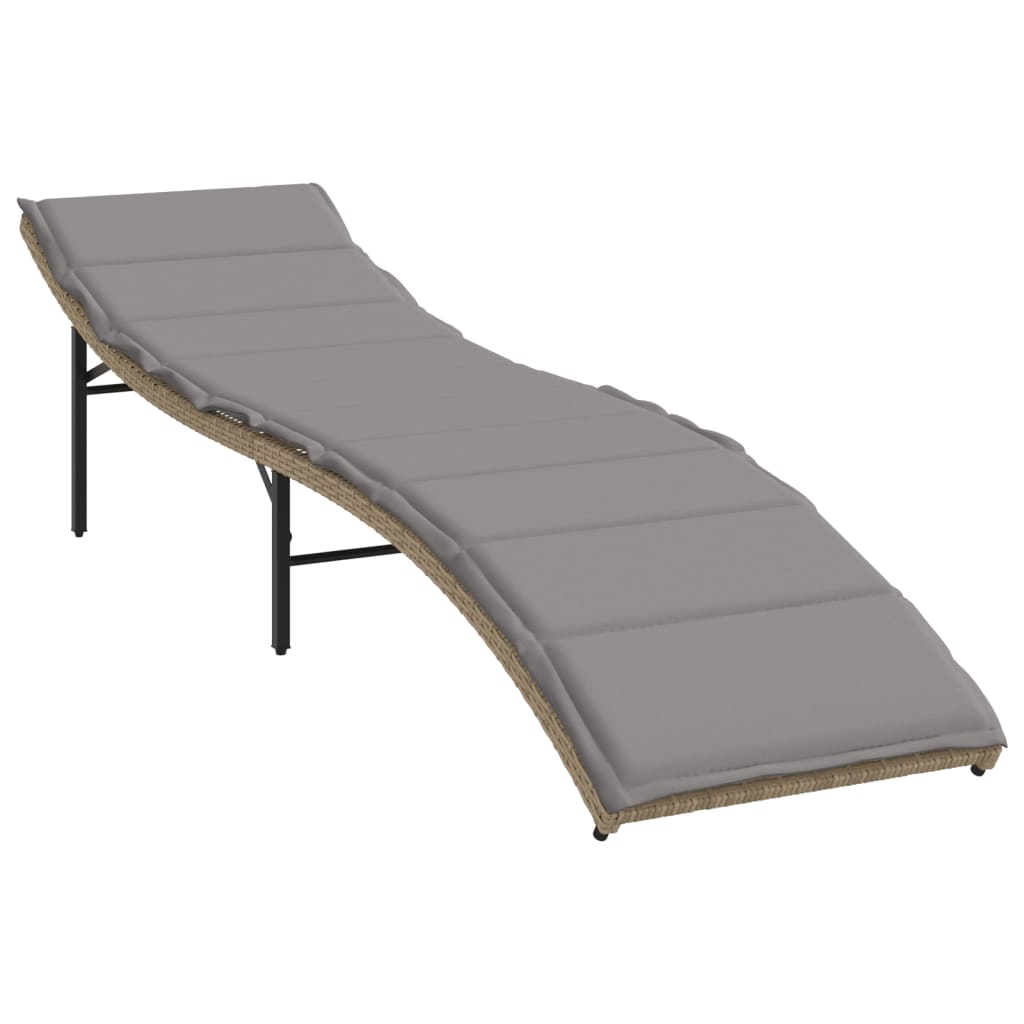 vidaXL Sonnenliegen 2 Stk. mit Tisch Beige Poly Rattan