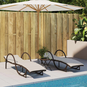 Sonnenliege mit Auflage Braun 60x199x42 cm Poly Rattan