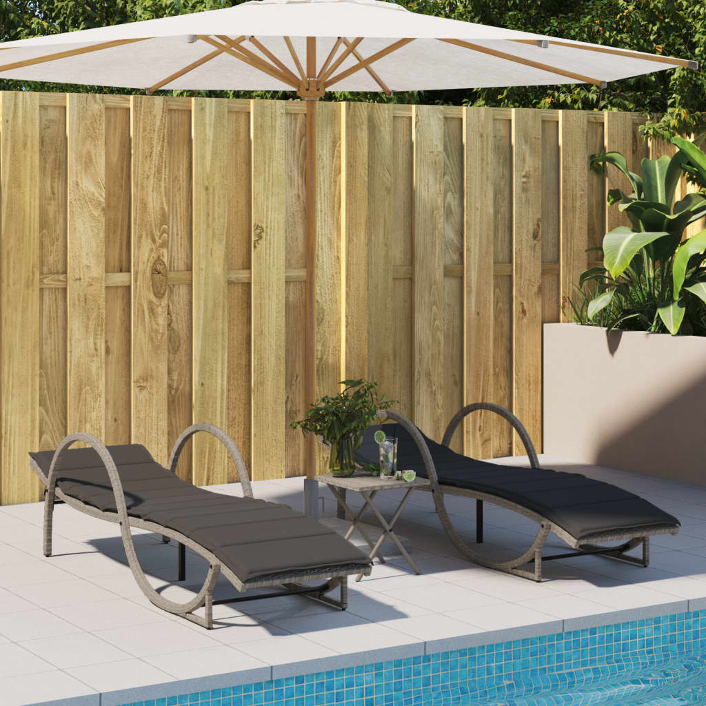 vidaXL Sonnenliege mit Auflage Hellgrau 60x199x42 cm Poly Rattan