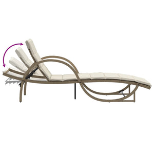 Sonnenliegen 2 Stk. mit Tisch Beige Poly Rattan