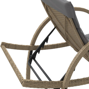 Sonnenliegen 2 Stk. mit Tisch Beige Poly Rattan