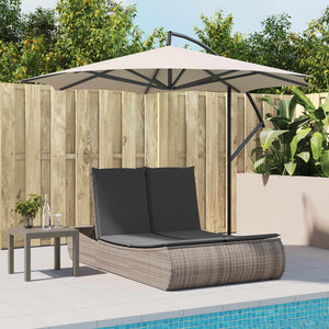 Doppel-Sonnenliege mit Kissen Grau Poly Rattan Stilecasa