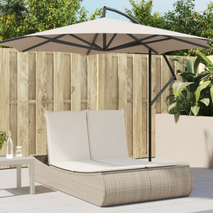 Doppel-Sonnenliege mit Auflagen Beige Poly Rattan Stilecasa