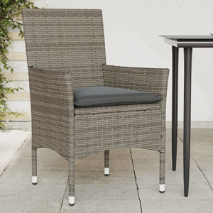 vidaXL Gartenstühle mit Kissen 2 Stk. Grau Poly Rattan