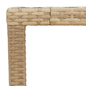 vidaXL Gartentisch Beige 90x90x75 cm Poly Rattan Akazienholz