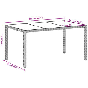 vidaXL Gartentisch mit Glasplatte Weiß 150x90x75 cm Poly Rattan