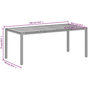 vidaXL Gartentisch Beige 190x90x75 cm Poly Rattan Akazienholz