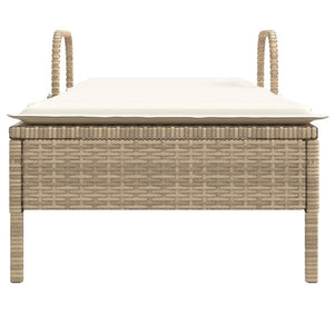 vidaXL Sonnenliege mit Rollen und Auflage Beige Poly Rattan