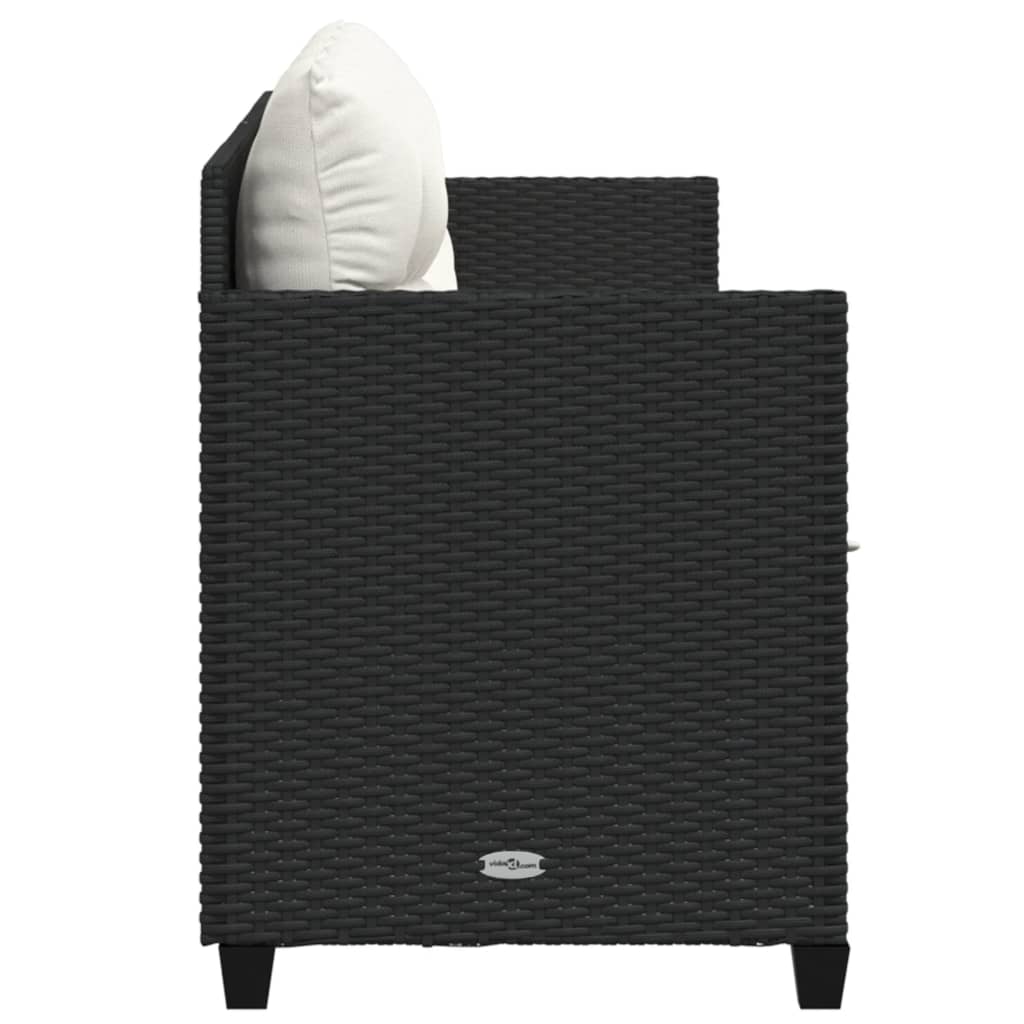 Sonnenliege mit Kissen Schwarz Poly Rattan