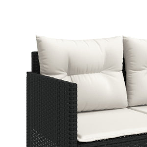 Sonnenliege mit Kissen Schwarz Poly Rattan