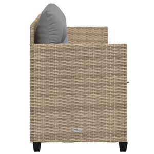 Sonnenliege mit Kissen Beige Poly Rattan