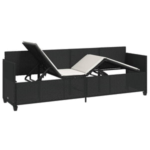 vidaXL Sonnenliege mit Kissen Schwarz Poly Rattan