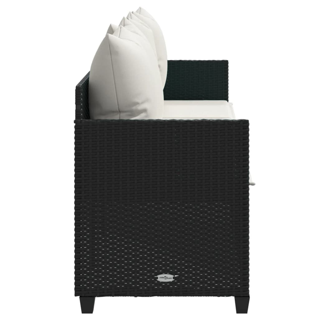 vidaXL Sonnenliege mit Kissen Schwarz Poly Rattan