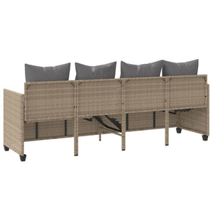 Sonnenliege mit Kissen Beige Poly Rattan