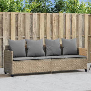 Sonnenliege mit Kissen Beige Poly Rattan