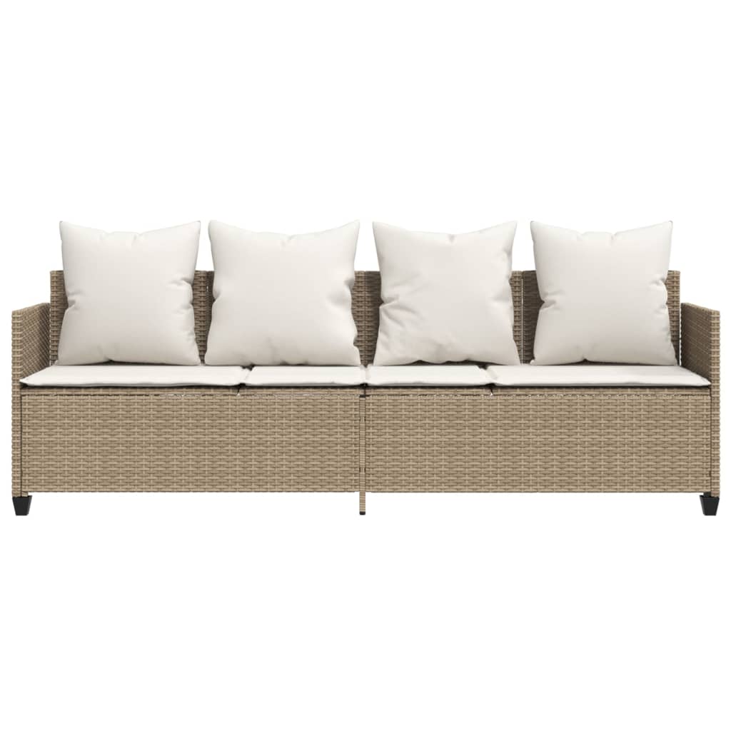 Sonnenliege mit Kissen Beige Poly Rattan