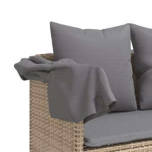 Sonnenliege mit Dach und Kissen Beige Poly Rattan