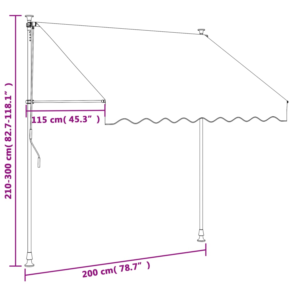 vidaXL Markise Einziehbar Anthrazit 200x150 cm Stoff und Stahl