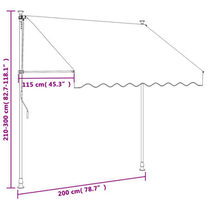 vidaXL Markise Einziehbar Anthrazit 200x150 cm Stoff und Stahl