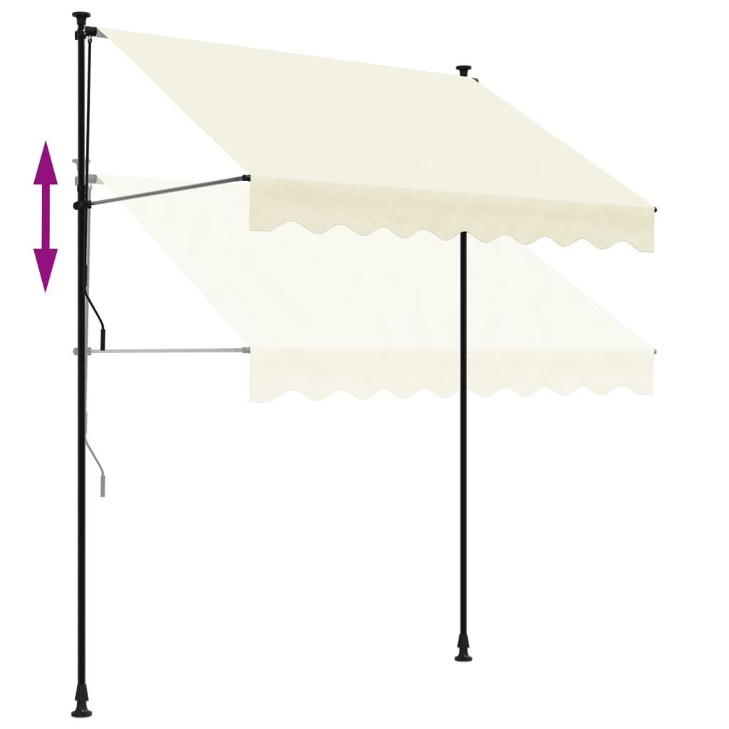 vidaXL Markise Einziehbar Creme 200x150 cm Stoff und Stahl