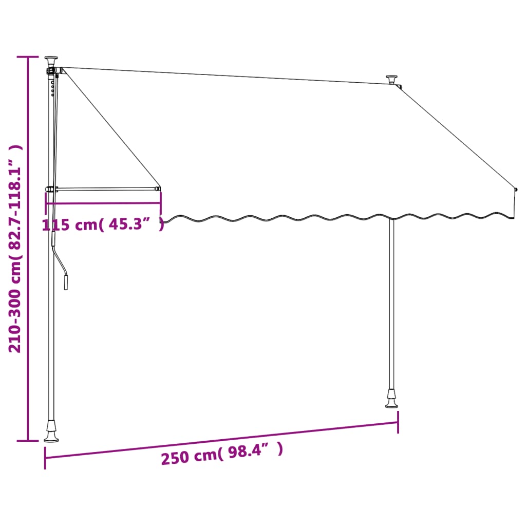 vidaXL Markise Einziehbar Creme 250x150 cm Stoff und Stahl