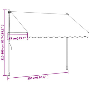 vidaXL Markise Einziehbar Creme 250x150 cm Stoff und Stahl