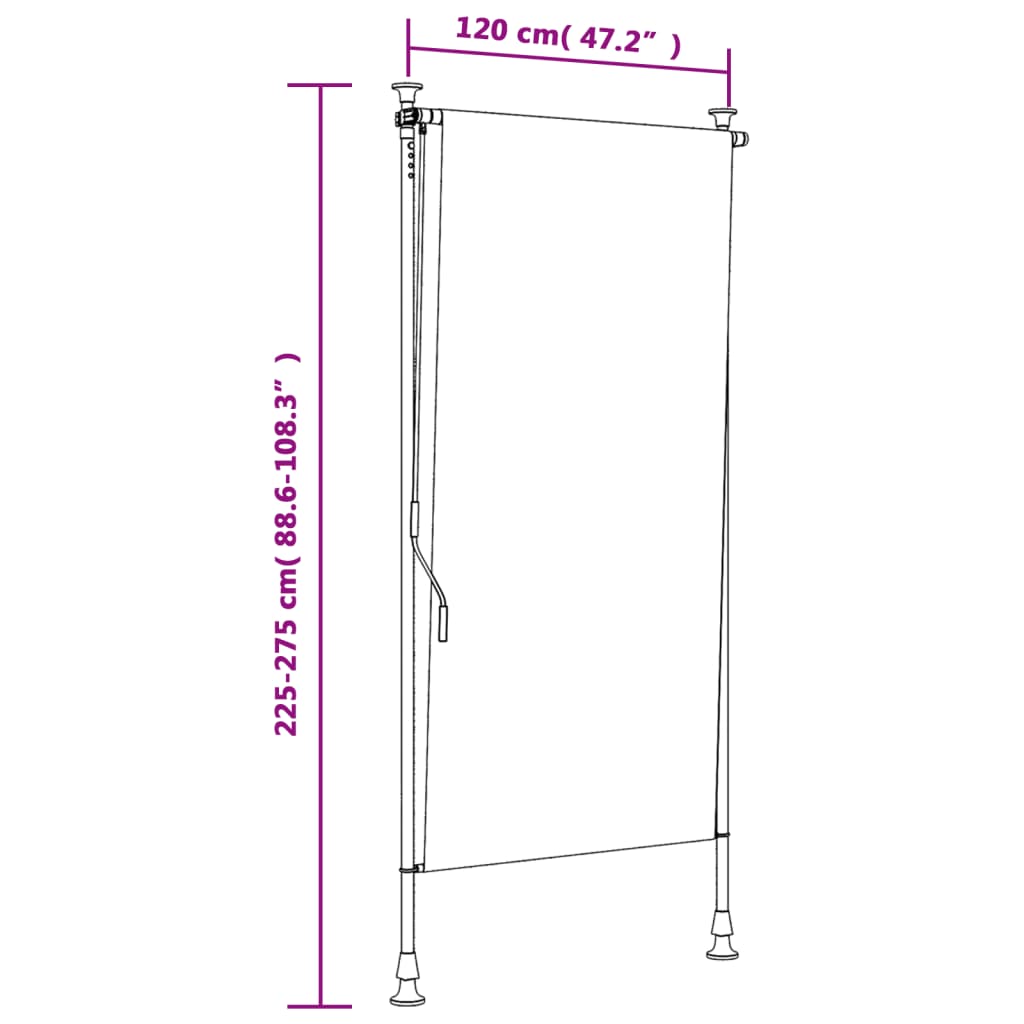 vidaXL Außenrollo Blau und Weiß 120x270 cm Stoff und Stahl