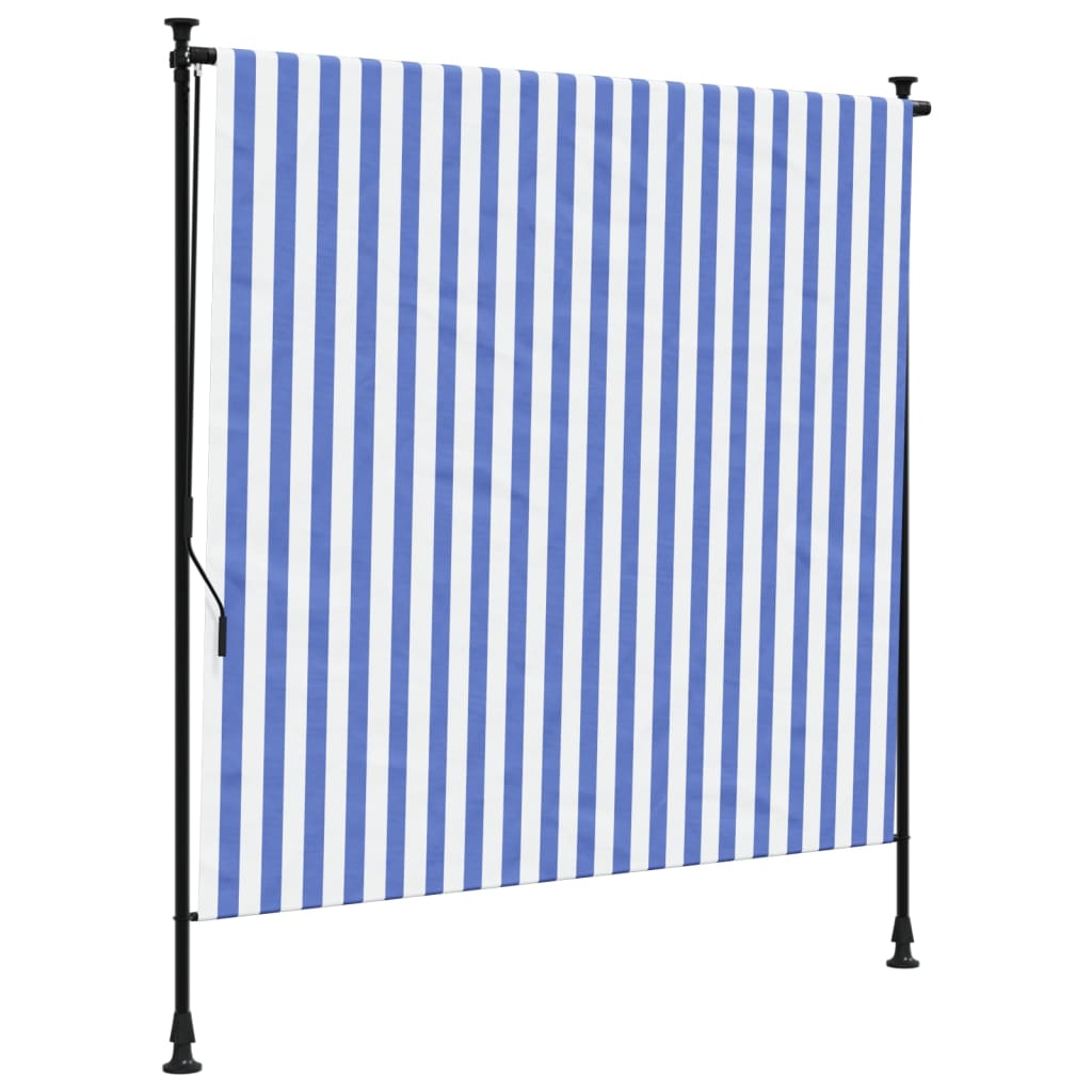 vidaXL Außenrollo Blau und Weiß 200x270 cm Stoff und Stahl