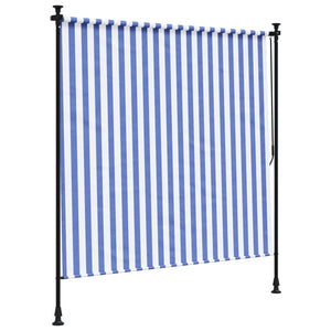 vidaXL Außenrollo Blau und Weiß 200x270 cm Stoff und Stahl