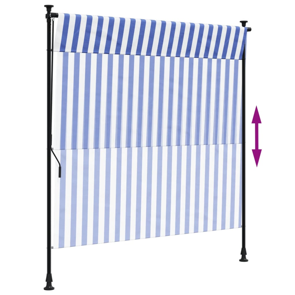 vidaXL Außenrollo Blau und Weiß 200x270 cm Stoff und Stahl