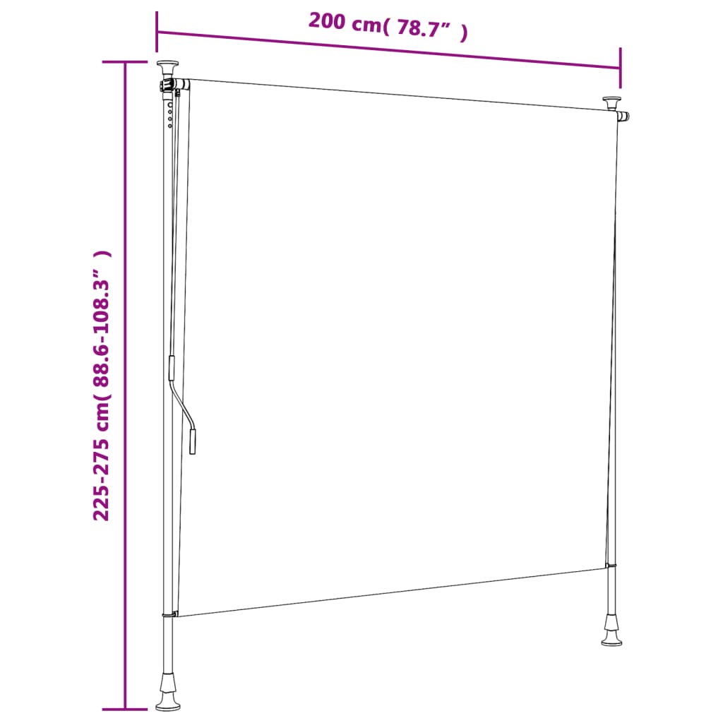 vidaXL Außenrollo Blau und Weiß 200x270 cm Stoff und Stahl