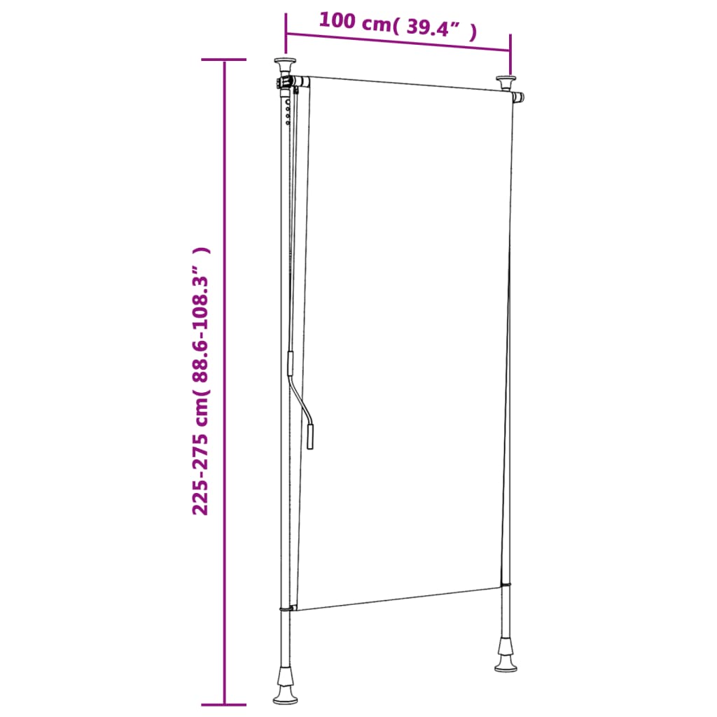 vidaXL Außenrollo Orange und Weiß 100x270 cm Stoff und Stahl