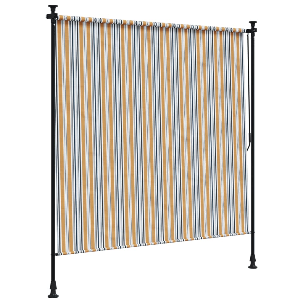 vidaXL Außenrollo Gelb und Weiß 150x270 cm Stoff und Stahl